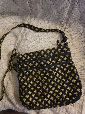 Vera Bradley Black Crossbody with Yellow Floral Motif